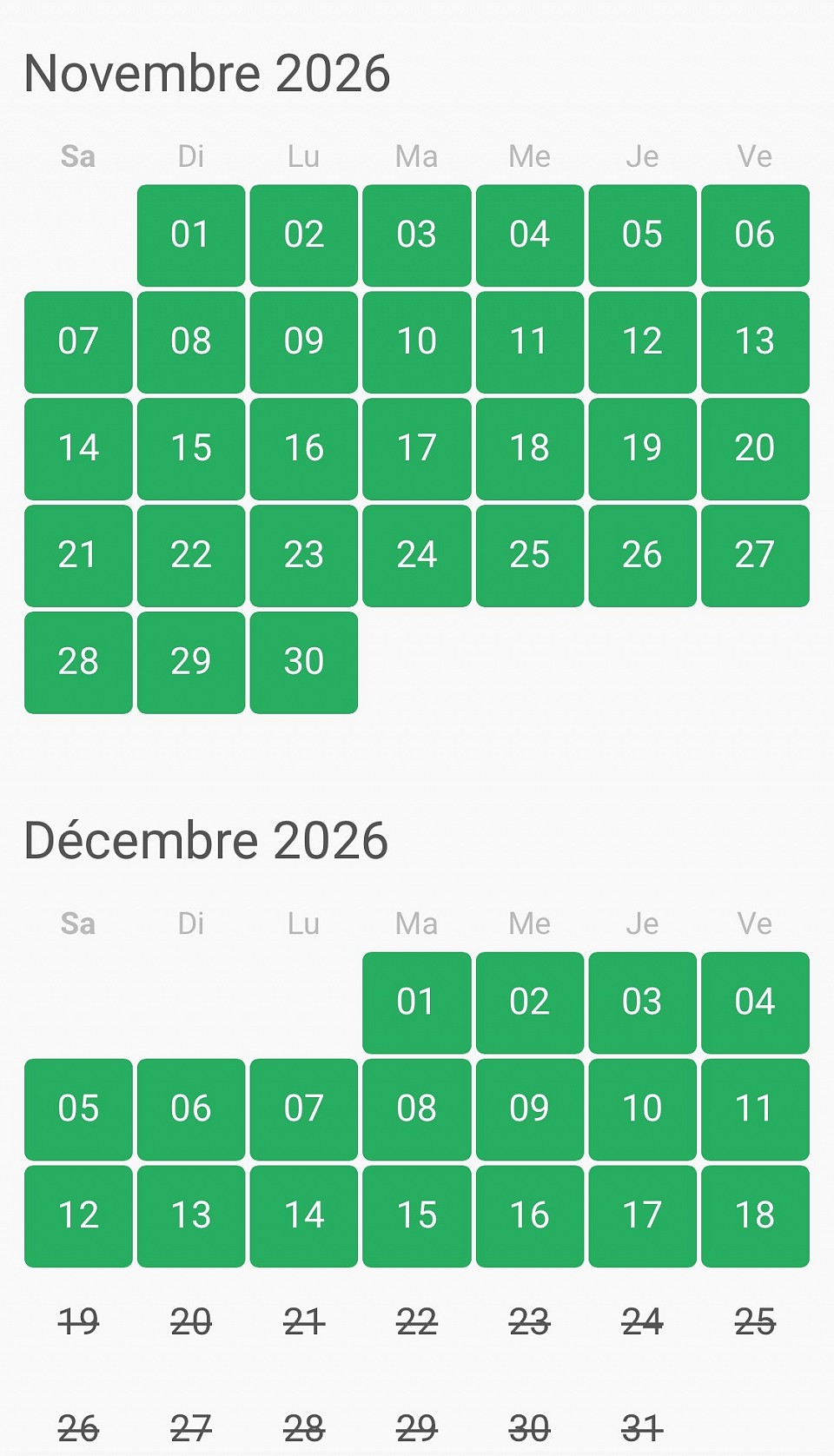 Novembre Décembre 2026